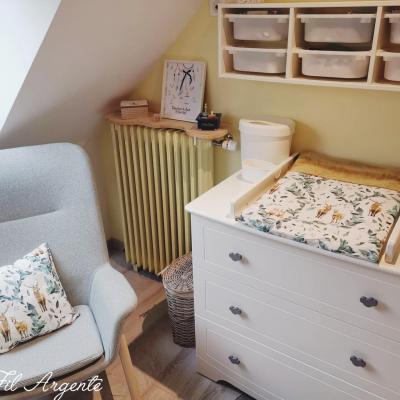 Housse matelas à langer : Animaux de la forêt / Minky Camel