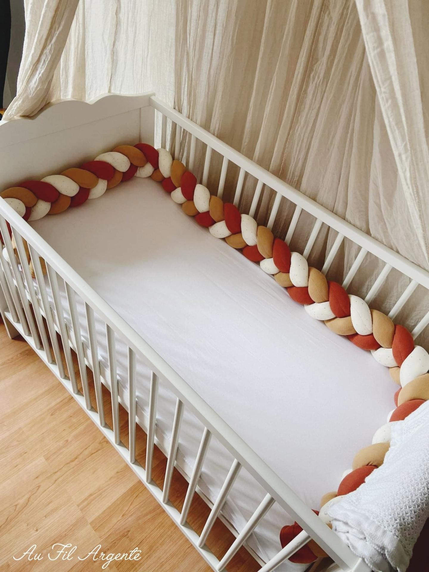 Tresse de lit fine en Gaze de Coton : Camel / Terracotta / Blanc P