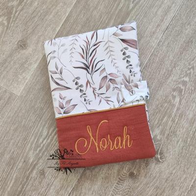 Carnet de Santé : Fleur séchée et Gaze Terracotta / Finition Or