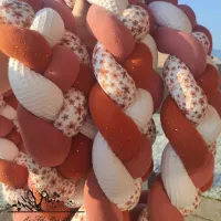 Tresse de lit 4épis de 4m80 en Gaze Terracotta P / Marsala / Abeille Blanc et Fleurs de prairie