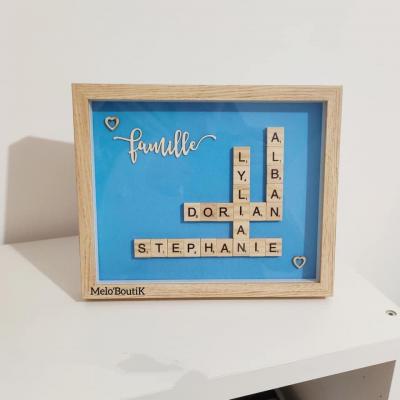 Cadre Bois / Fond Bleu turquoise