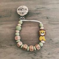 Perles Silicone Olive et Beige + Lion