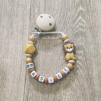 Perles silicone -  Hexagone Moutarde / Beige / Or et Lion