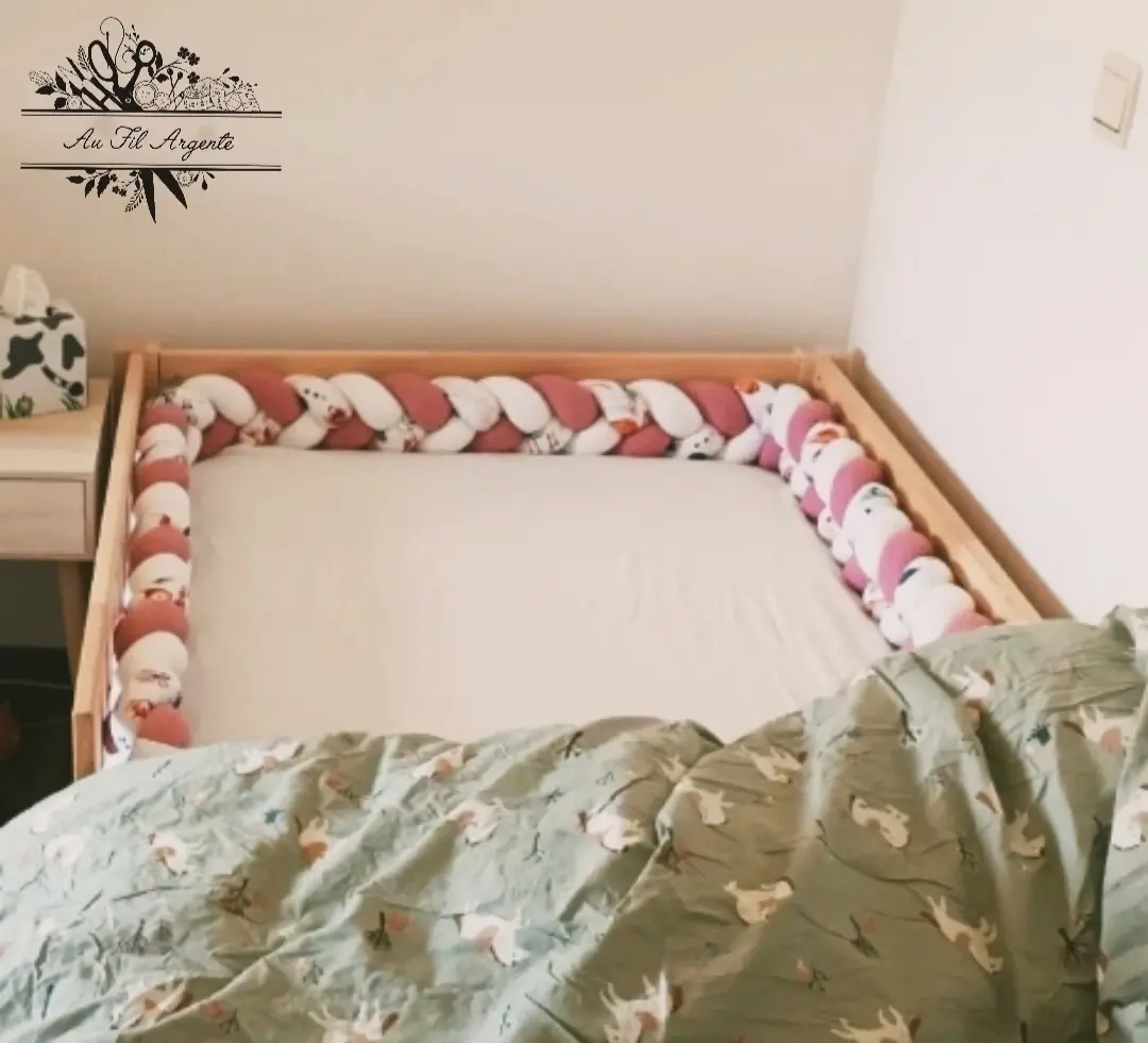 Tresse de lit fine Biche / Vieux rose & Blanc