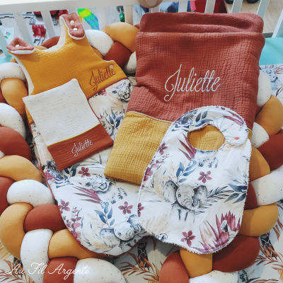 Gaze de Coton : Terracotta et Blanc P