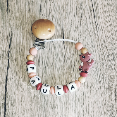 Perles Bois et Silicone - Biche Terracotta
