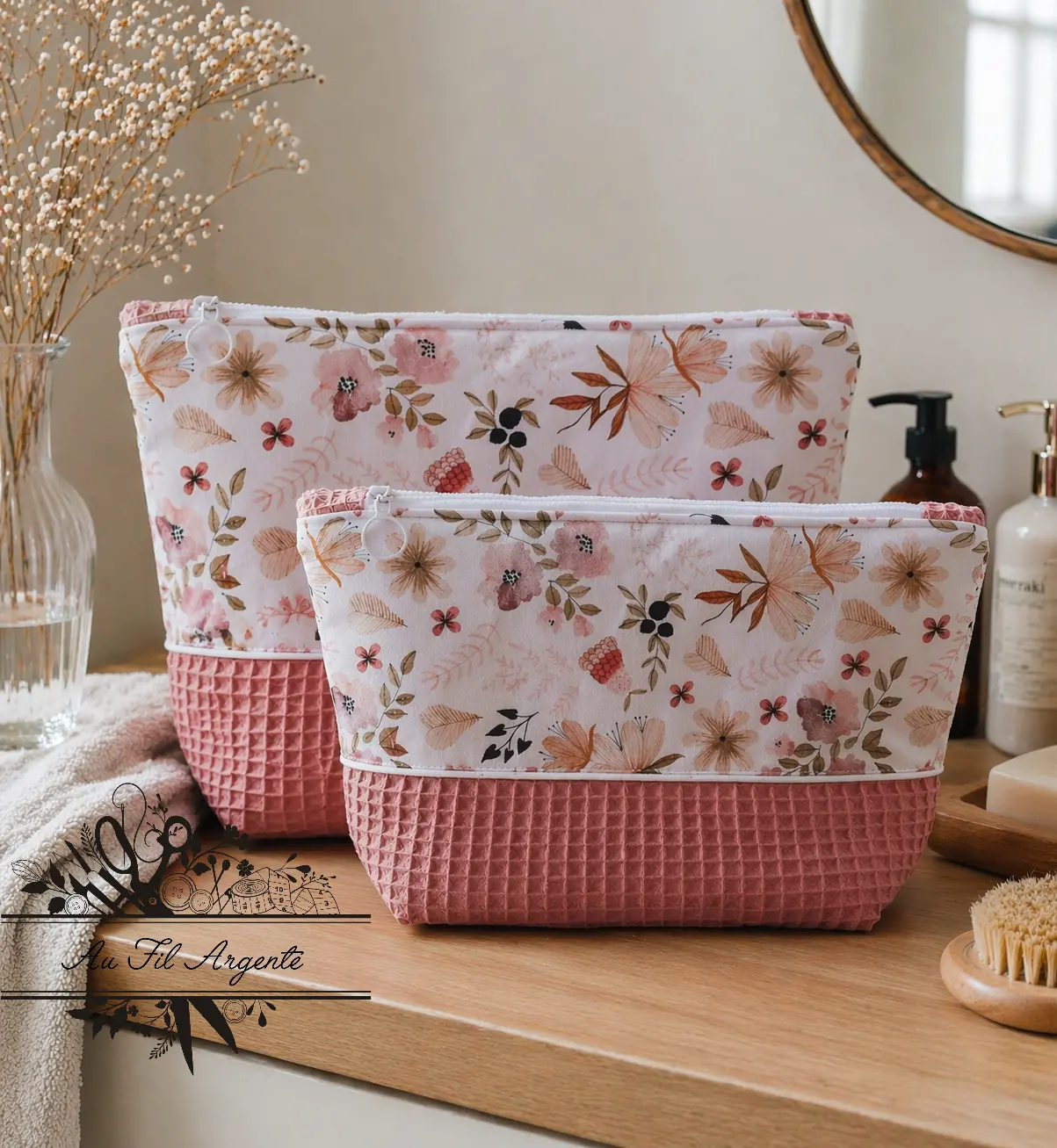 Trousse de toilette bébé tissu Moody fait main