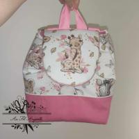 Sac maternelle - Safari girly et Coton Rose Bonbon